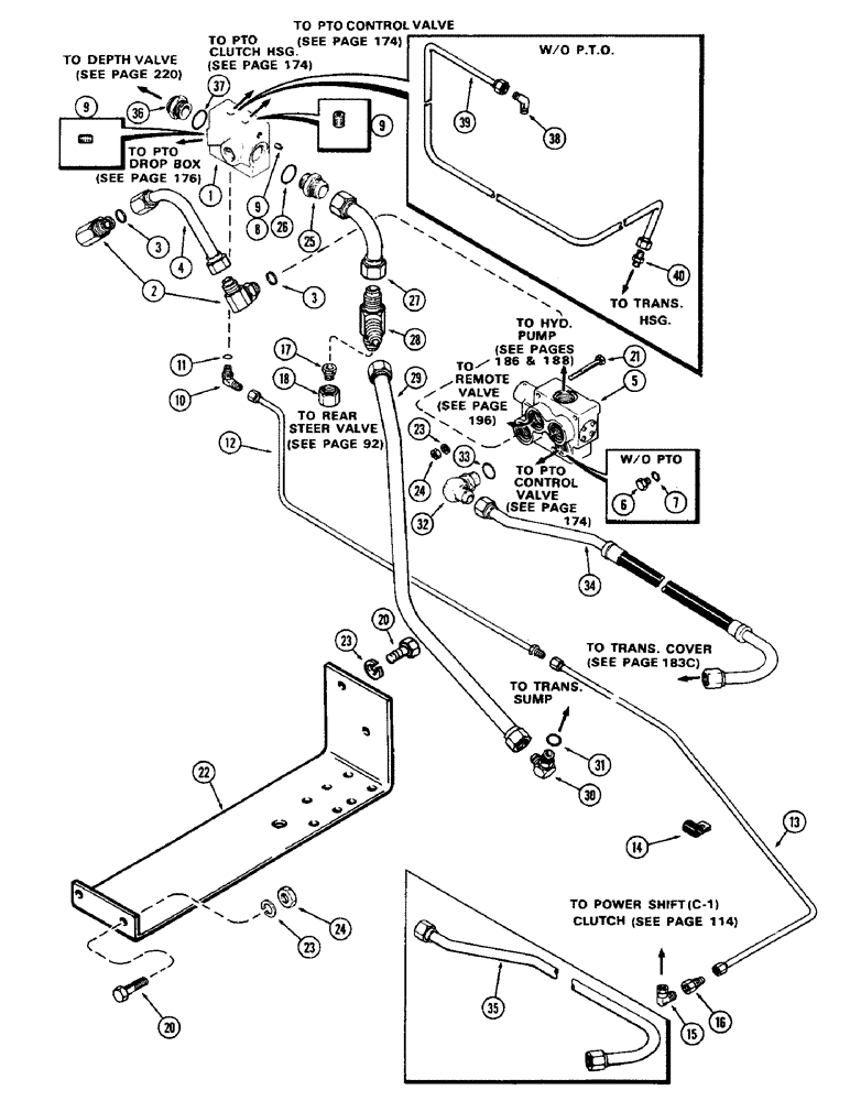 Схема запчастей Case IH 2470 - (192) - SEPARATOR VALVE AND REGULATOR VALVE CIRCUITRY (08) - HYDRAULICS