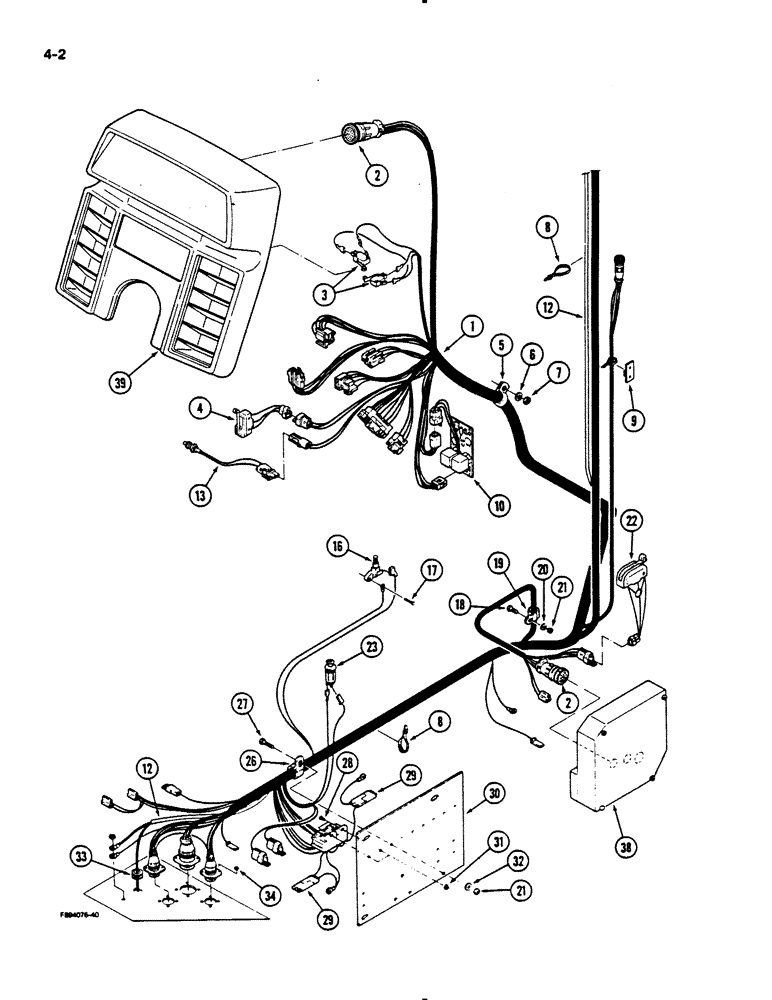 Схема запчастей Case IH 9110 - (4-02) - LOWER CAB HARNESS (04) - ELECTRICAL SYSTEMS