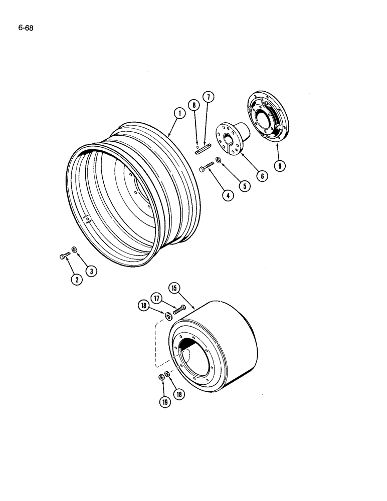Схема запчастей Case IH 3394 - (6-68) - DUAL REAR WHEELS, STEEL WITH 42 INCH RIMS (06) - POWER TRAIN