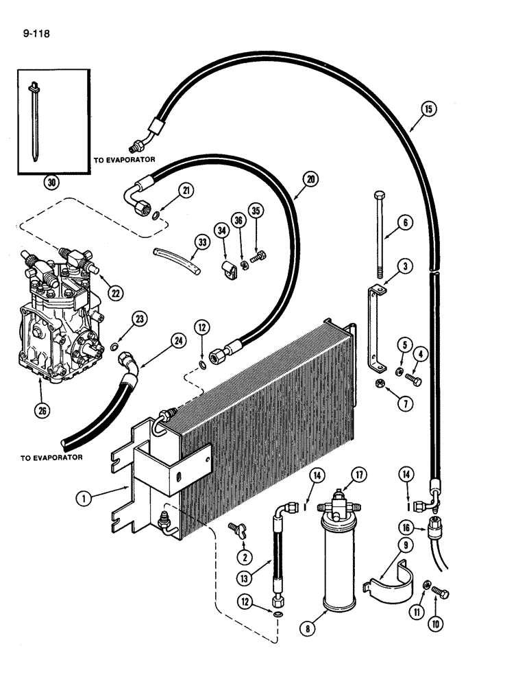 Схема запчастей Case IH 3594 - (9-118) - AIR CONDITIONING, CONDENSER AND RECEIVER DRIER (09) - CHASSIS/ATTACHMENTS