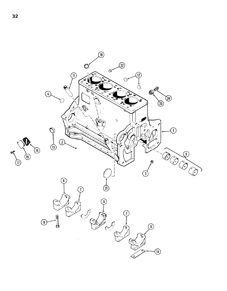 Схема запчастей Case IH 301BD - (032) - CYLINDER BLOCK, ENGINE LESS FUEL DEVICE, 301BD NATURALLY ASPIRATED ENGINES 