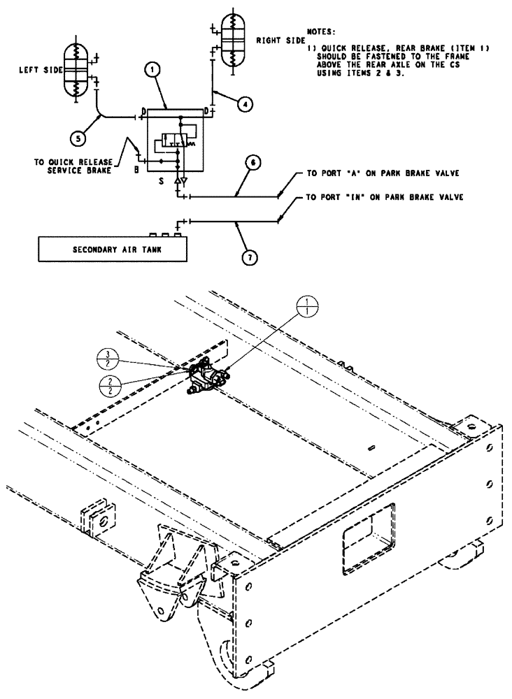 Схема запчастей Case IH TITAN 4520 - (07-005) - BRAKE, PARK GROUP Pneumatics