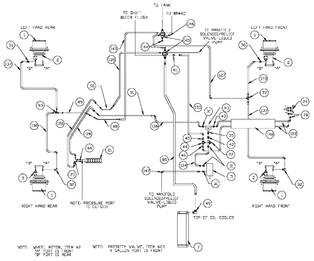 Схема запчастей Case IH 3185 - (06-001) - BASIC UNIT Hydraulic Plumbing