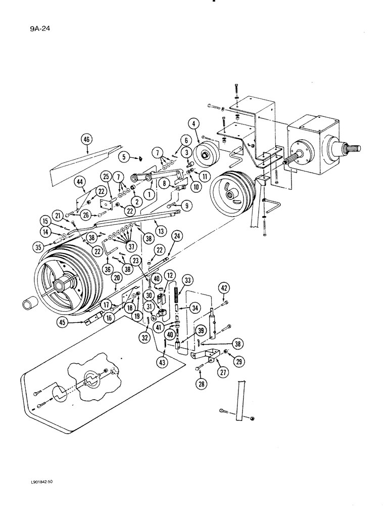 Схема запчастей Case IH 1620 - (9A-24) - FEEDER DRIVE, WITHOUT ROCK TRAP (13) - FEEDER