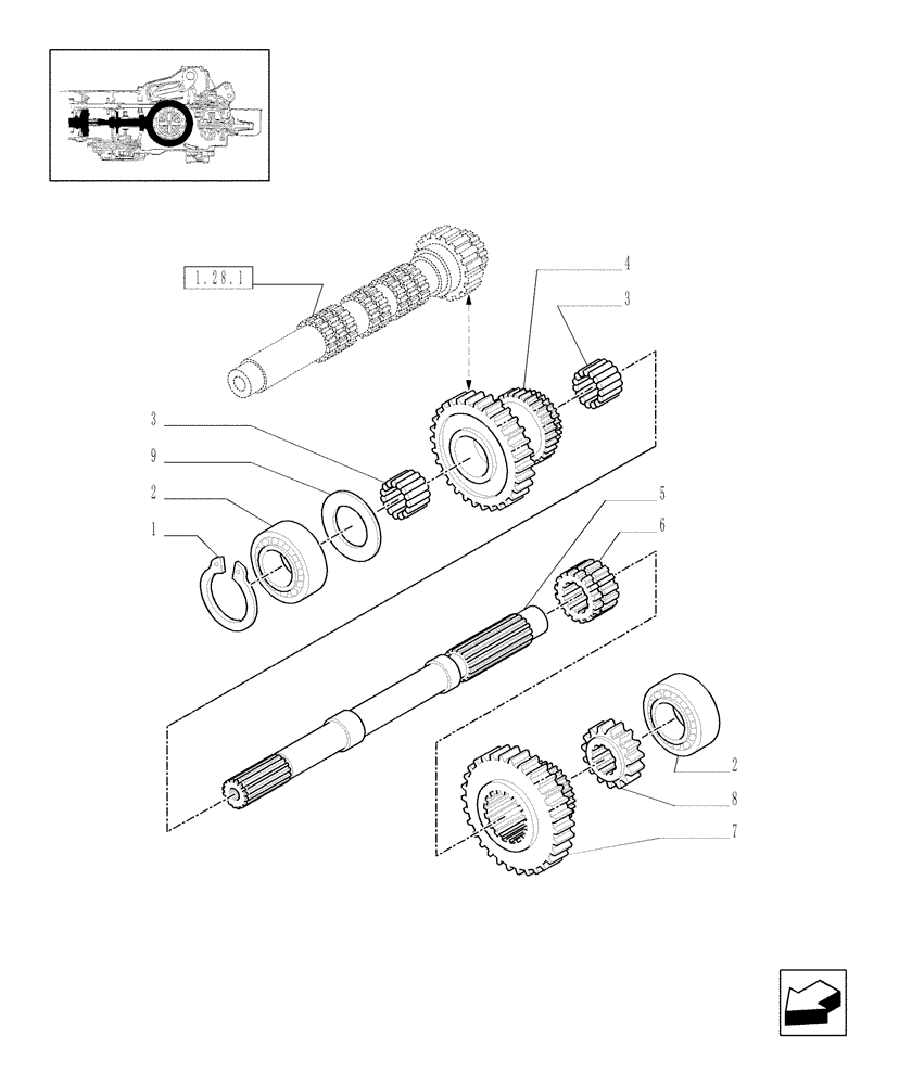 Схема запчастей Case IH JX1095N - (1.32.1[02]) - CENTRAL REDUCTION GEARS (03) - TRANSMISSION