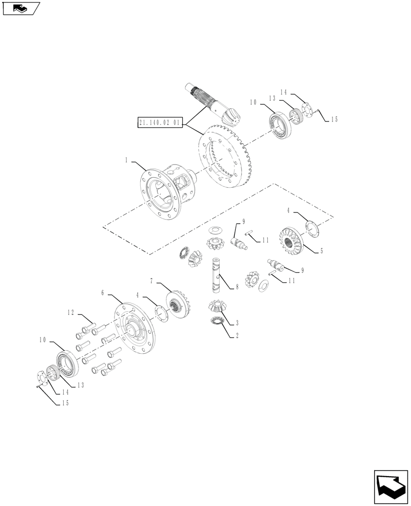 Схема запчастей Case IH FARMALL 55A - (27.106.02) - DIFFERENTIAL (27) - REAR AXLE SYSTEM