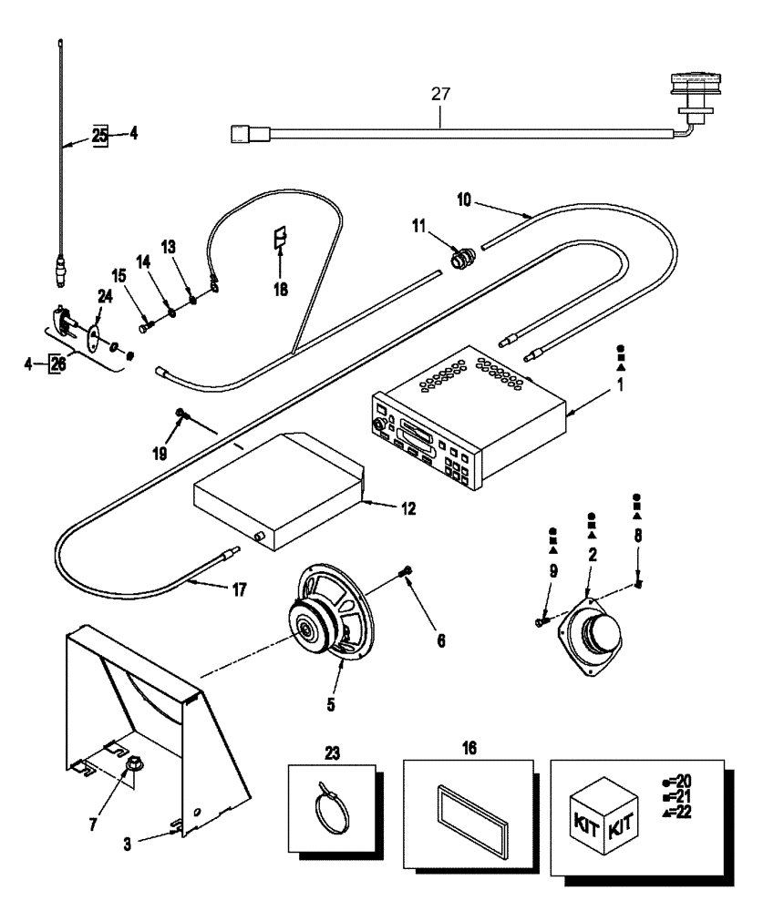 Схема запчастей Case IH STEIGER 335 - (04-03) - RADIO AND SPEAKERS (04) - ELECTRICAL SYSTEMS