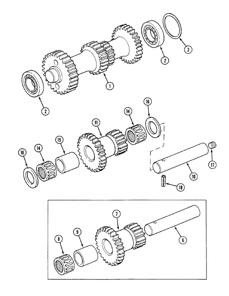 Схема запчастей Case IH 1494 - (6-192) - IDLER SHAFTS AND GEARS, SYNCHROMESH TRACTORS, P.I.N. 11194290 AND AFTER (06) - POWER TRAIN