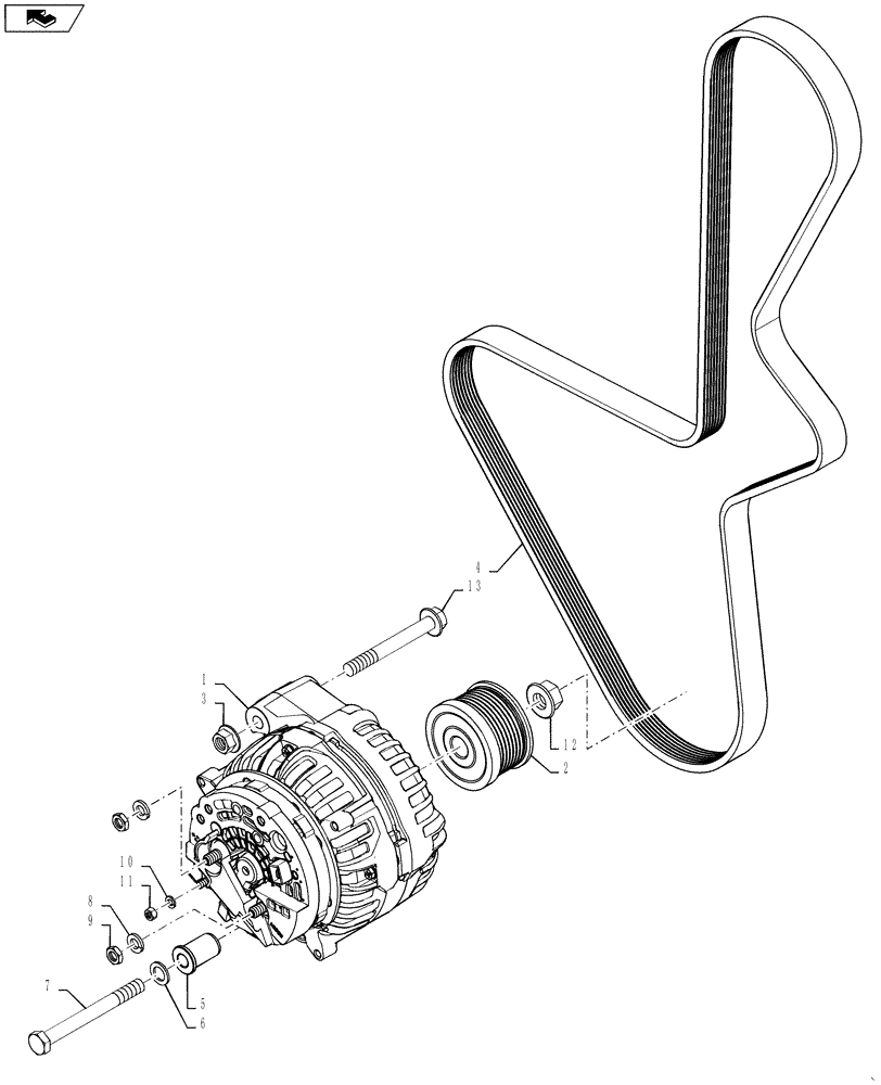 Схема запчастей Case IH 6130 - (55.301.11) - ALTERNATOR AND MOUNTING, 61/7130 T2/T4 CURSOR 9 (55) - ELECTRICAL SYSTEMS