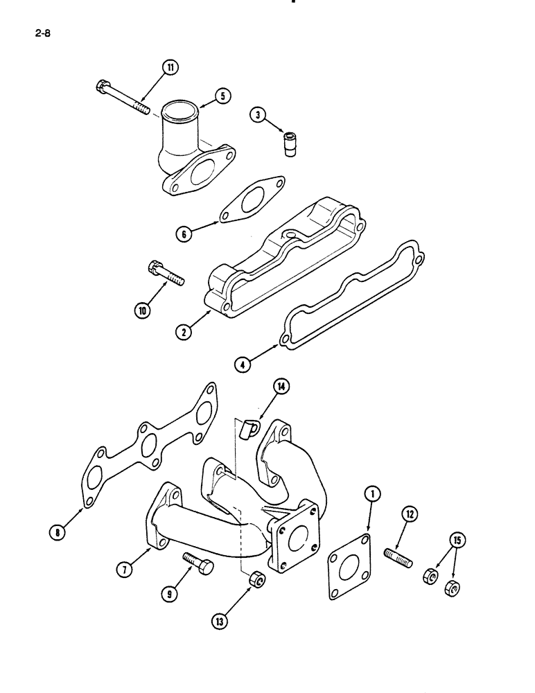 Схема запчастей Case IH 235 - (2-08) - MANIFOLD, INTAKE AND EXHAUST (02) - ENGINE