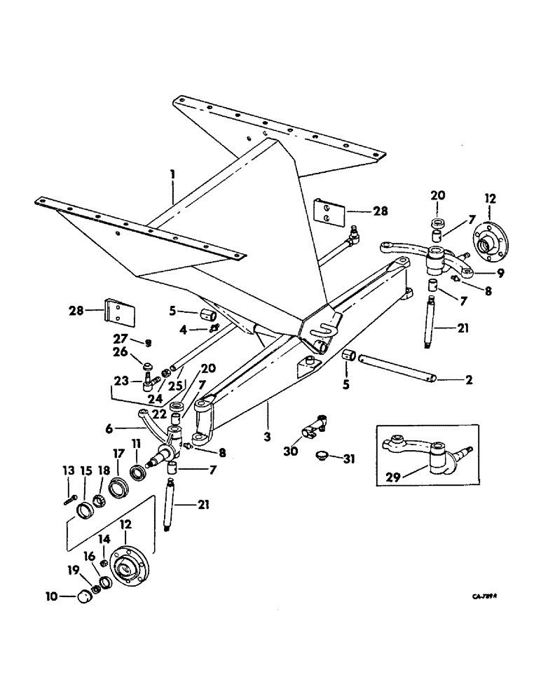 Схема запчастей Case IH 715 - (14-05) - SUSPENSION, GUIDE WHEEL AXLE, SUPPORT AND TIE ROD, FIXED AXLE Suspension