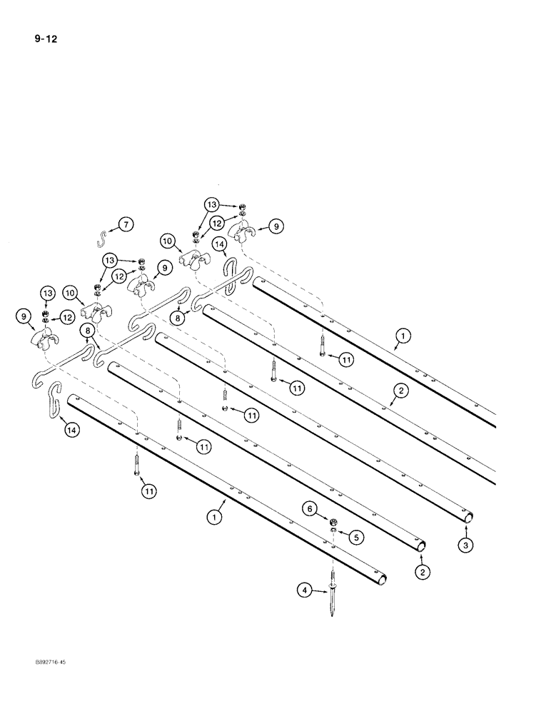 Схема запчастей Case IH 9 - (9-12) - PEG TOOTH HARROW SECTION, FLEXIBLE OPEN-END TYPE 