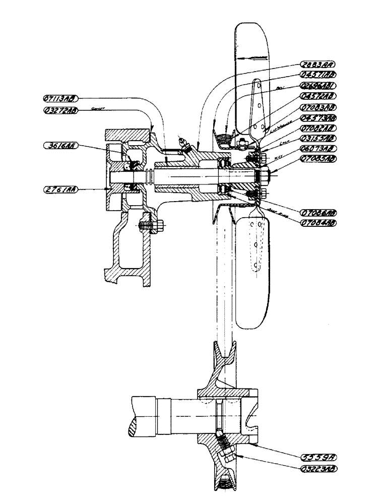 Схема запчастей Case IH DO-SERIES - (038) - FAN AND WATER PUMP ASSEMBLY (02) - ENGINE