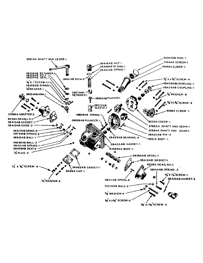 Схема запчастей Case IH DV-SERIES - (160) - HYDRAULIC SINGLE AND DUAL CONTROL UNIT, SINGLE VALVE AND PUMP (08) - HYDRAULICS