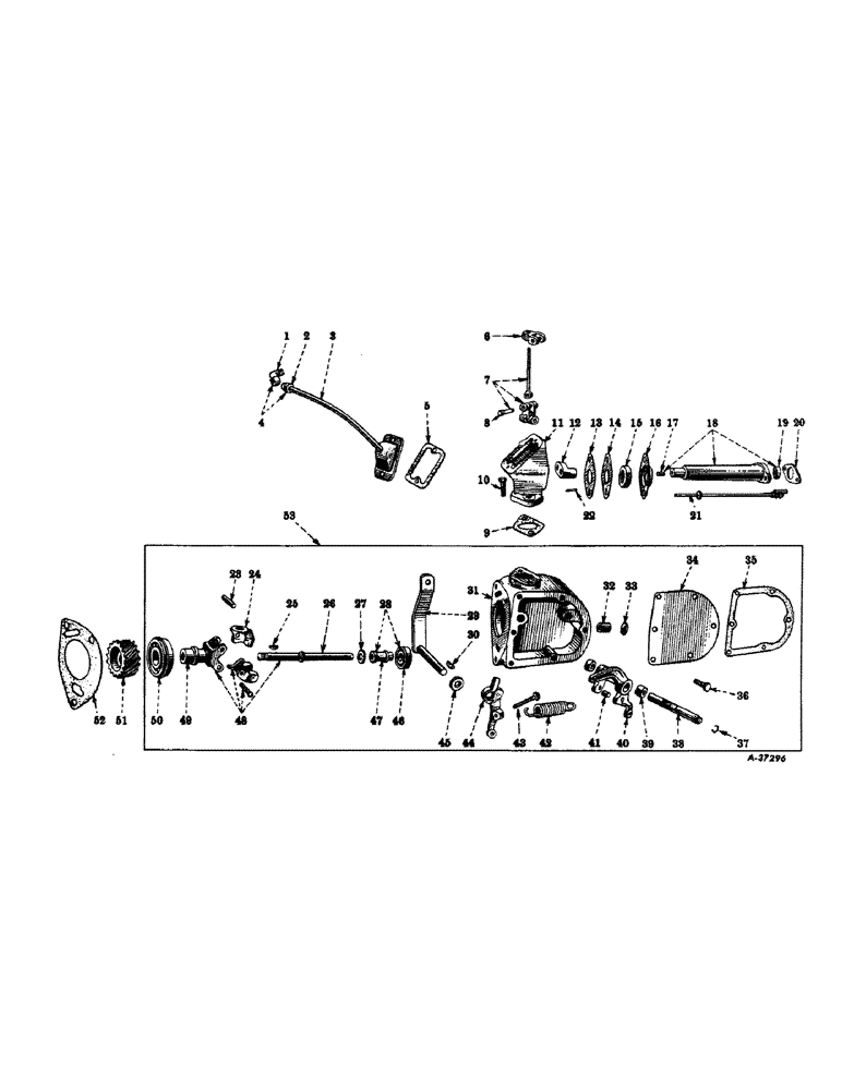 Схема запчастей Case IH 300 - (042) - CARBURETED ENGINE, GOVERNOR AND CONNECTIONS (01) - ENGINE