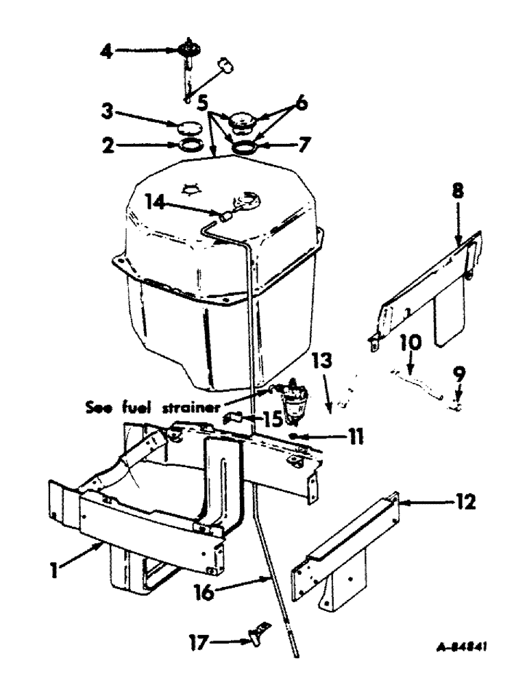 Схема запчастей Case IH 504 - (053) - FUEL SYSTEM, FUEL TANK, SUPPORTS AND PIPING, INTL GASOLINE ENGINE TRACTORS WITH S/N 14272 & ABOVE (02) - FUEL SYSTEM