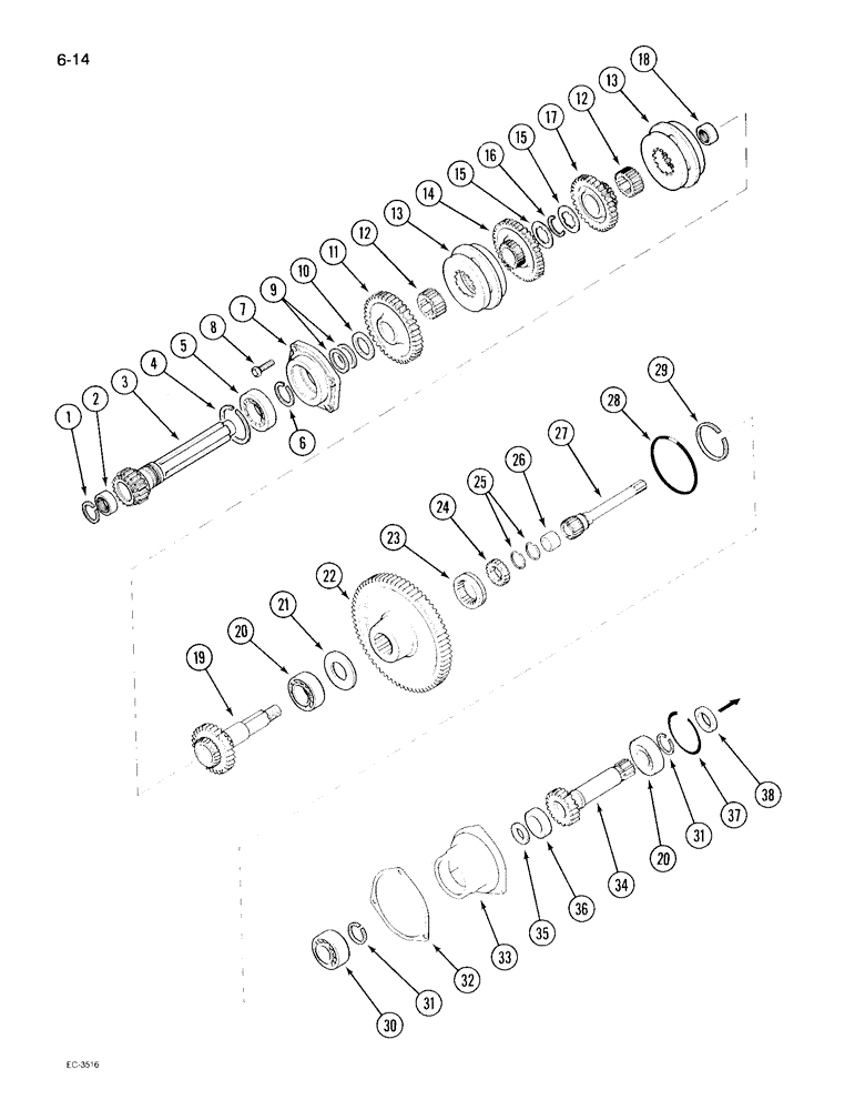 Схема запчастей Case IH 495 - (6-014) - SPEED TRANSMISSION, WITH CREEPER (06) - POWER TRAIN