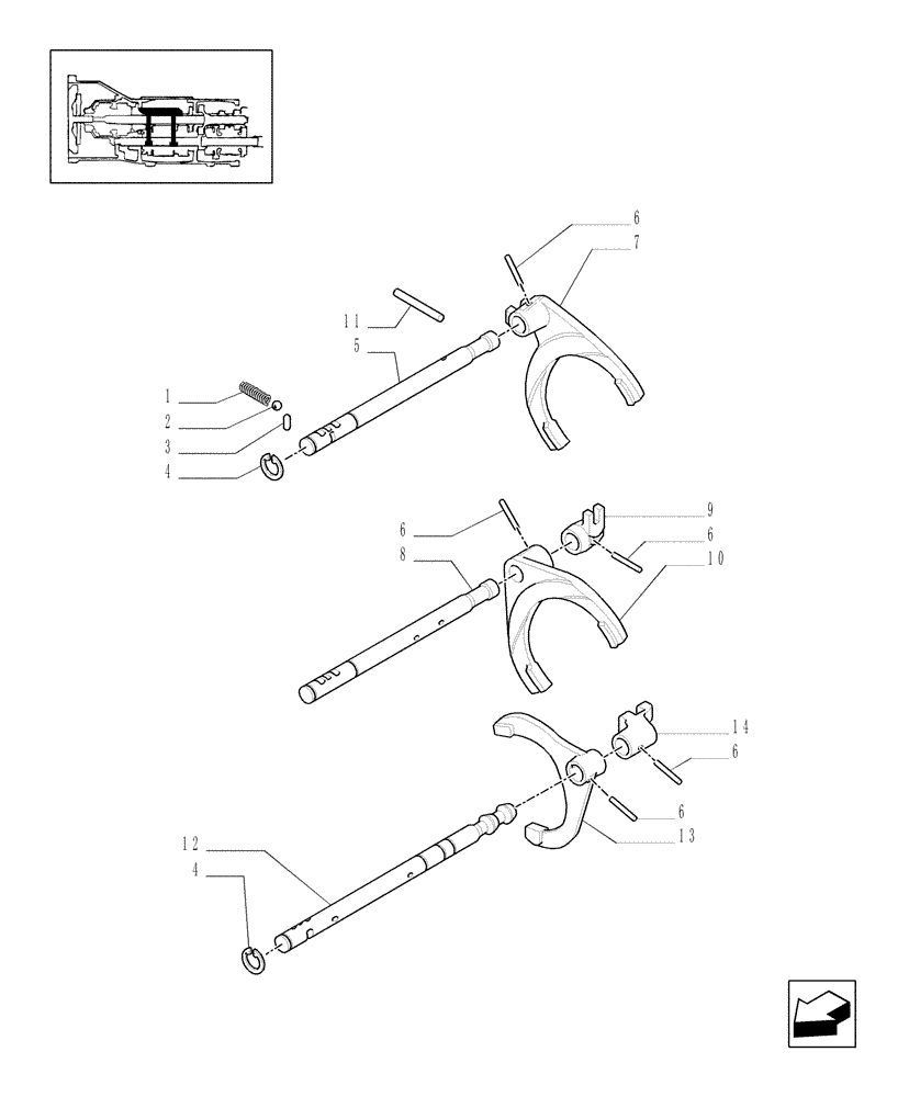 Схема запчастей Case IH JX1095C - (1.29.0) - TRANSMISSION INTERNAL SHIFTING CONTROLS (03) - TRANSMISSION