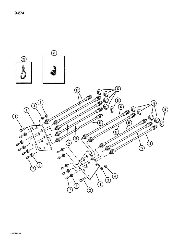 Схема запчастей Case IH 1822 - (9-274) - CHASSIS GREASE SYSTEM, 1822 COTTON PICKER WITH NYLON HOSE (12) - CHASSIS