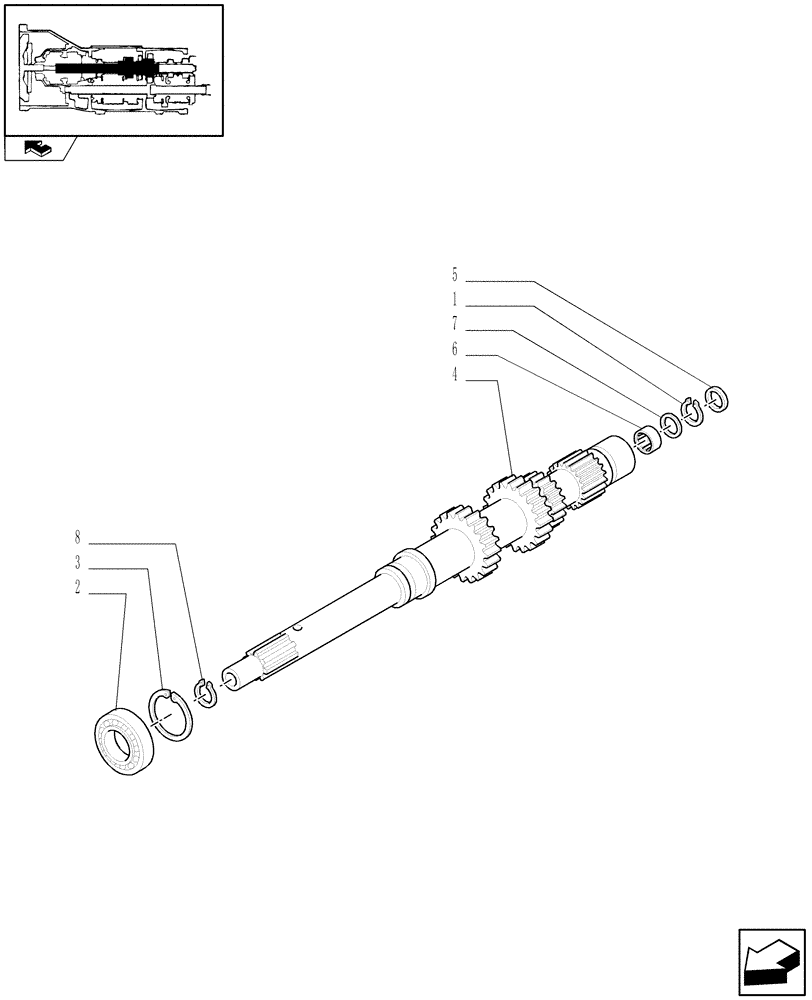 Схема запчастей Case IH FARMALL 85N - (1.28.1/04[01]) - 16X16 HYDR. TRANSMISSION WITH SYNCHRO GEARS AND POWER SHUTTLE - GEAR SHAFT (VAR.330278-332278 / 743509) (03) - TRANSMISSION