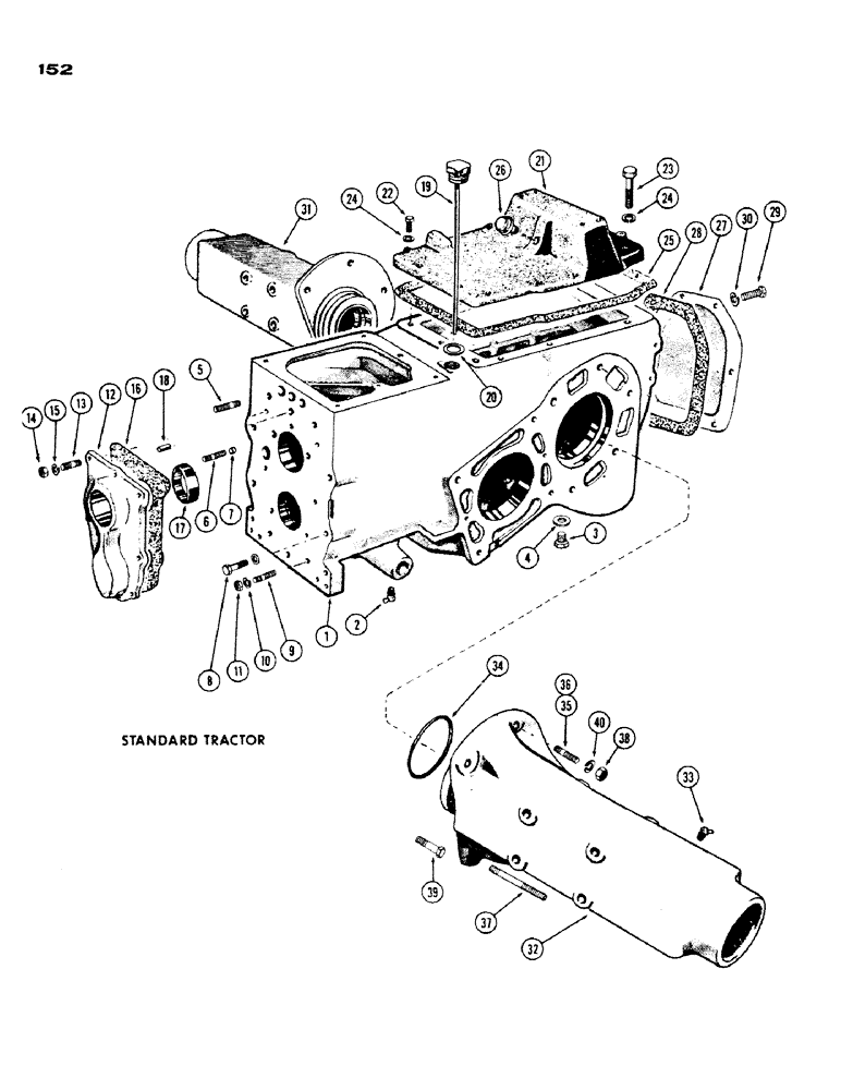 Схема запчастей Case IH 430 - (152) - TRANSMISSION CASE AND AXLE HOUSINGS, STANDARD (06) - POWER TRAIN