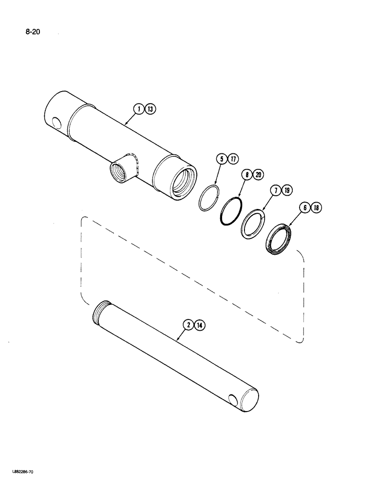 Схема запчастей Case IH 1590 - (8-20) - CONDITIONING ROLL HYDRAULIC CYLINDER, 1490 & 1590 MOWER CONDITIONER (07) - HYDRAULICS