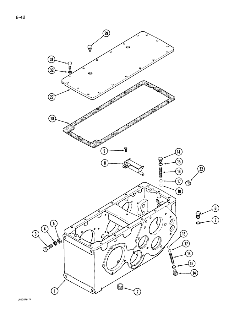 Схема запчастей Case IH 1844 - (6-42) - TRANSMISSION HOUSING (03) - POWER TRAIN