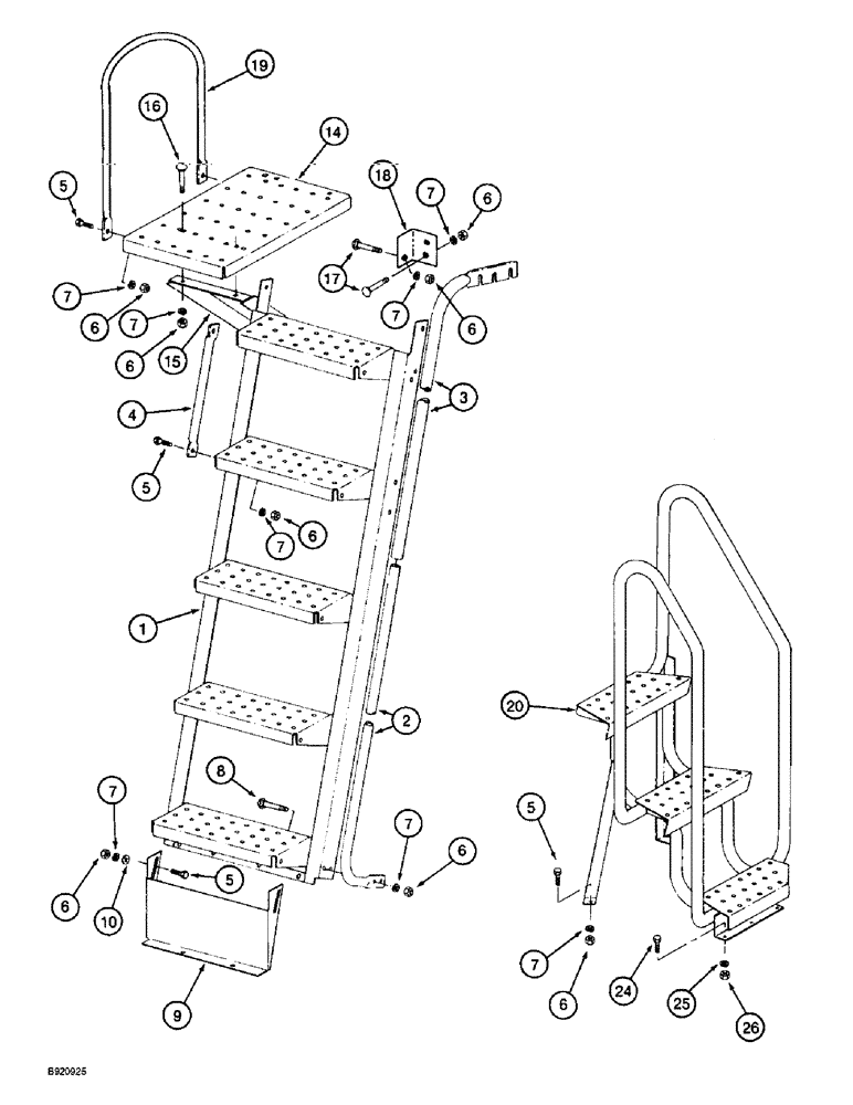 Схема запчастей Case IH 2044 - (9F-34) - STEPS AND LADDERS, 2044 COTTON PICKER (12) - CHASSIS