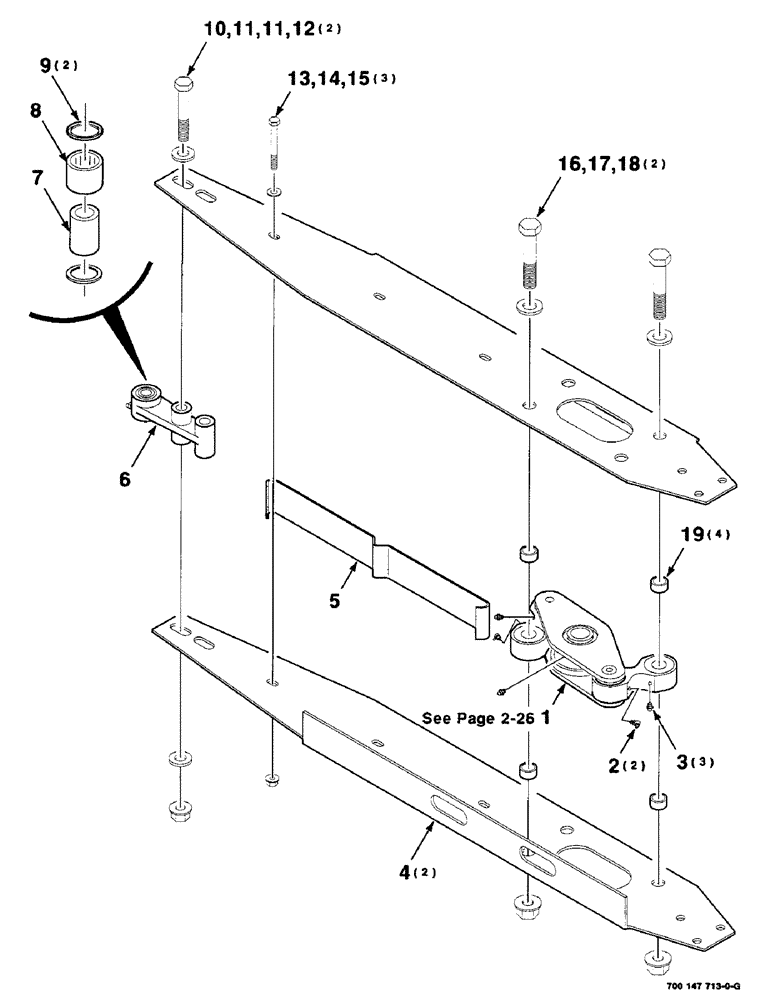 Схема запчастей Case IH 425 - (2-24) - SWAYBAR ASSEMBLY, RIGHT (58) - ATTACHMENTS/HEADERS