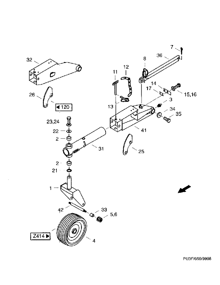 Схема запчастей Case IH PU3F0 - (18) - GUIDE WHEELS (58) - ATTACHMENTS/HEADERS