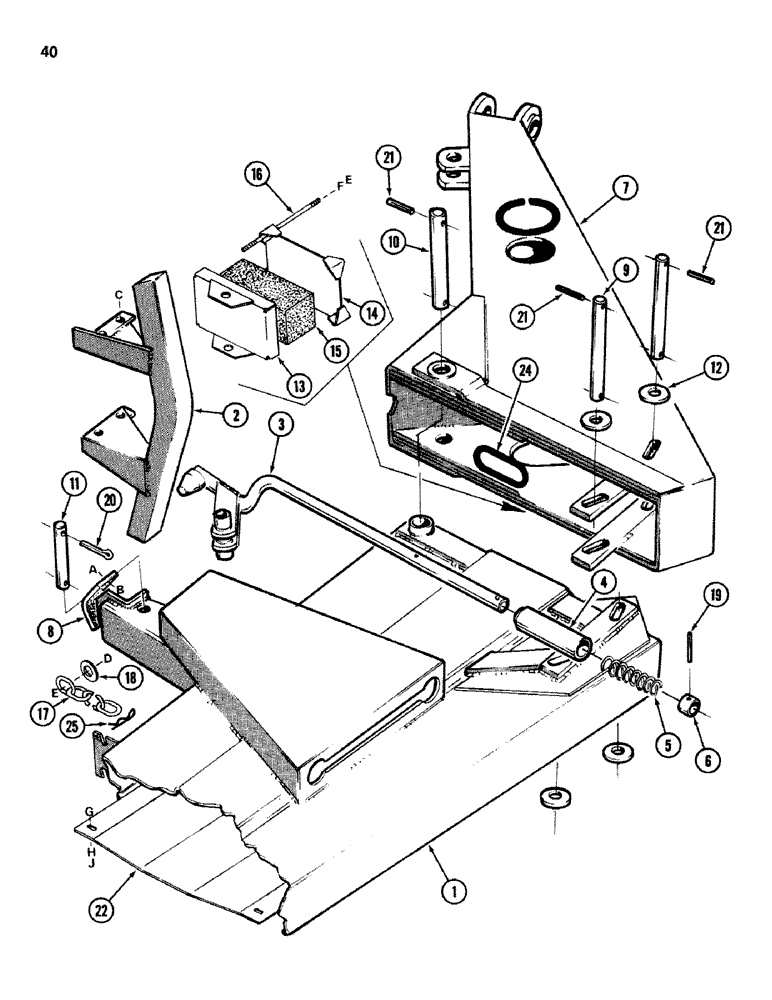 Схема запчастей Case IH 742 - (40) - DUPLEX HITCH, REAR SECTION 