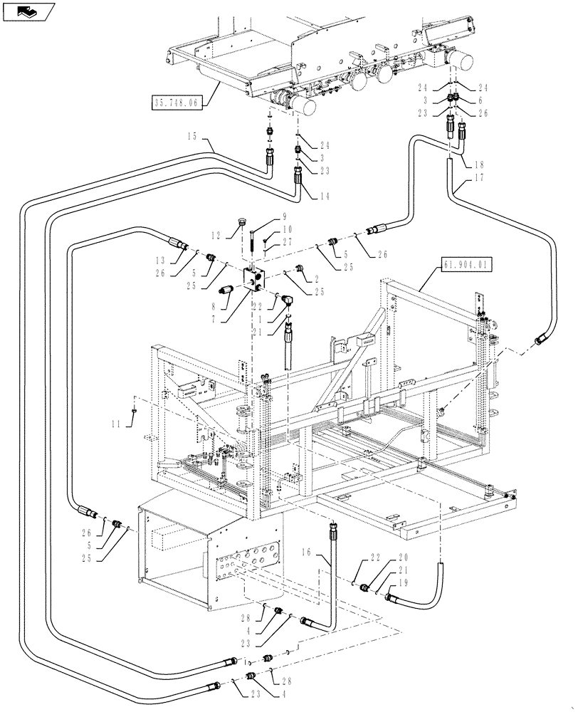 Схема запчастей Case IH 810 - (35.748.05) - CONVEYOR HYDRAULICS (35) - HYDRAULIC SYSTEMS