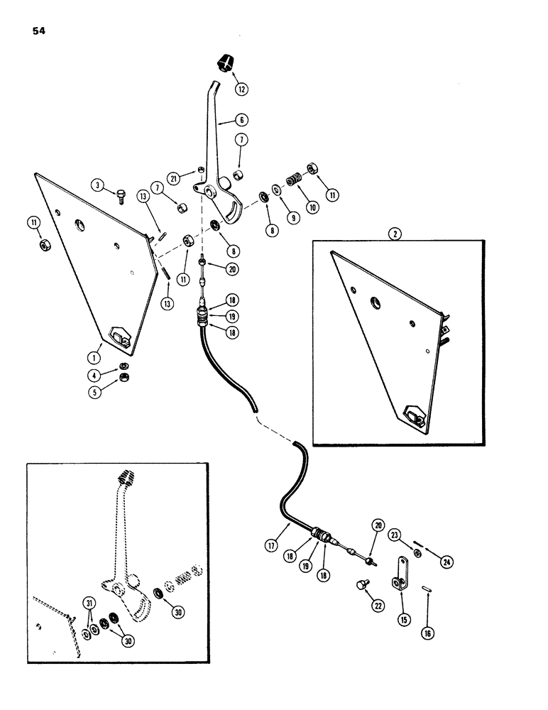 Схема запчастей Case IH 970 - (054) - THROTTLE CONTROLS, (377B) SPARK IGNITION ENGINE, HAND THROTTLE (02) - ENGINE