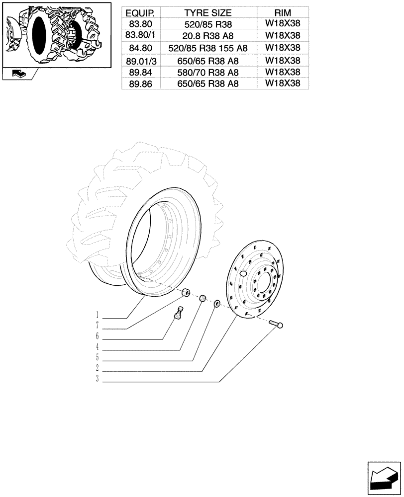 Схема запчастей Case IH PUMA 210 - (83.00[02]) - REAR WHEELS (11) - WHEELS/TRACKS