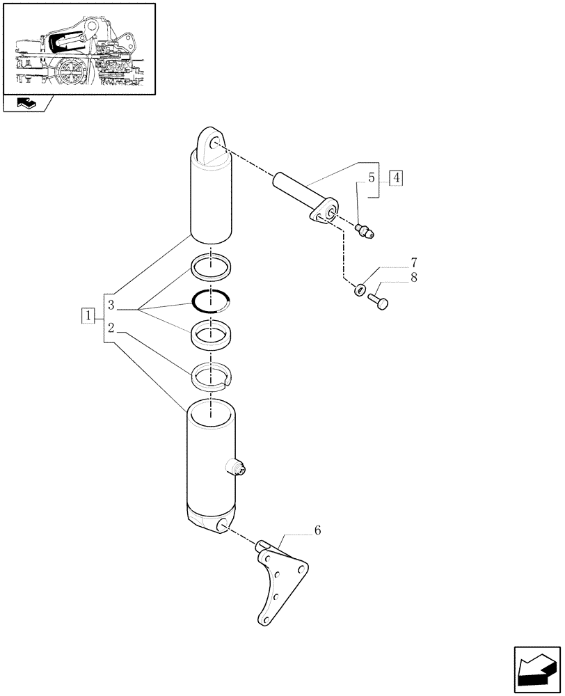 Схема запчастей Case IH MAXXUM 130 - (1.82.6/01) - EDC WITH 2 EXTERNAL CYLINDERS (90MM) - CYLINDER AND PINS (VAR.330909-331909) (07) - HYDRAULIC SYSTEM