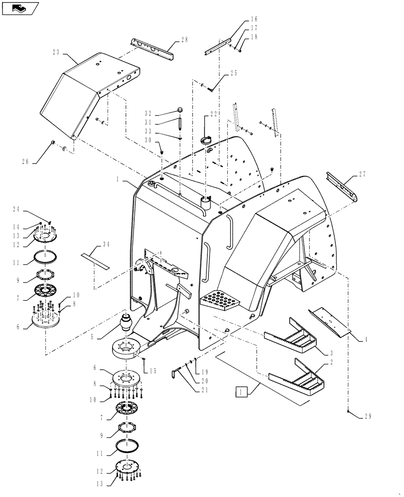 Схема запчастей Case IH STEIGER 500 - (39.100.05[01]) - REAR FRAME / FUEL TANK AND FENDERS - STEIGER 500 BSN ZBF126024 (39) - FRAMES AND BALLASTING