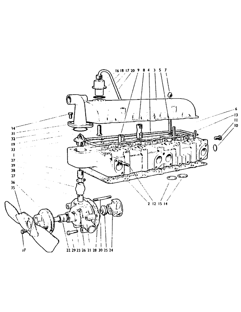 Схема запчастей Case IH 990B - (10) - CYLINDER HEAD AND WATER PUMP (01) - ENGINE