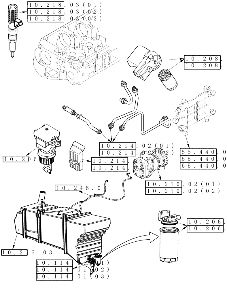 Схема запчастей Case IH 8120 - (00.000.10[03B]) - PICTORIAL INDEX - FUEL SYSTEM - 8120/8120(LA) (00) - GENERAL & PICTORIAL INDEX