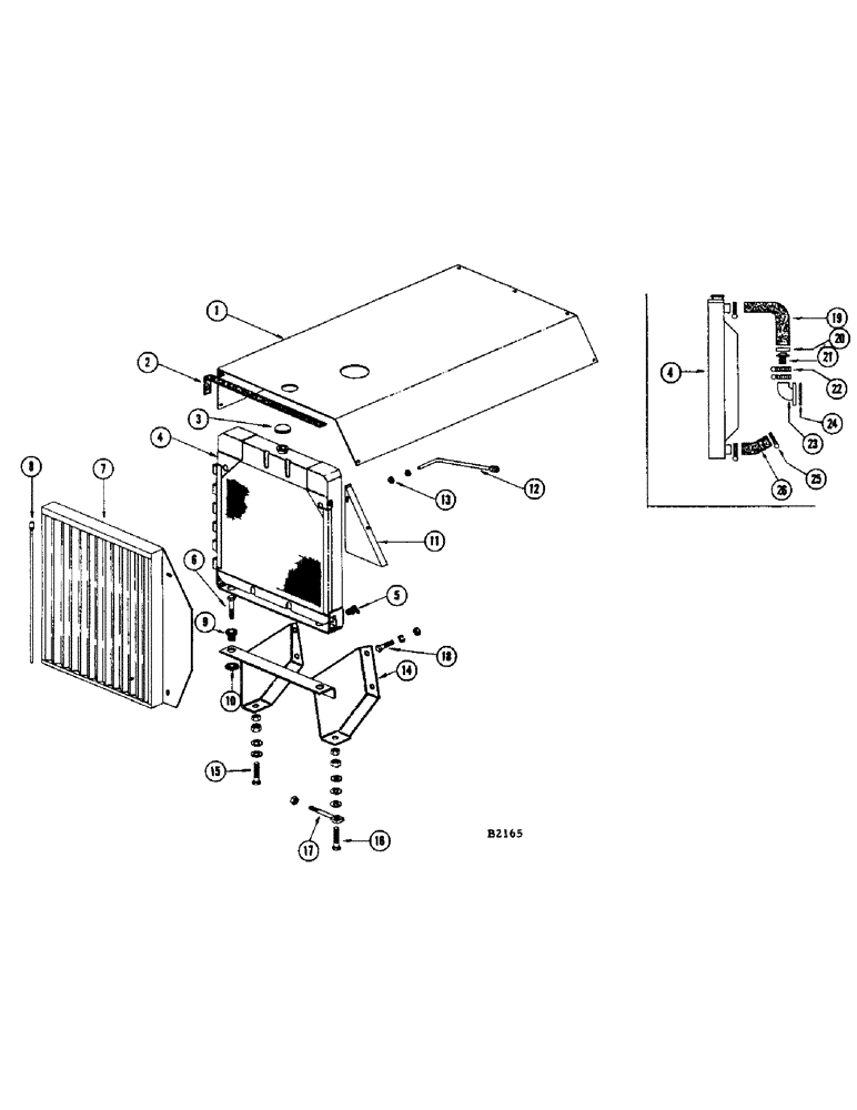 Схема запчастей Case IH 950 - (034) - RADIATOR AND HOOD, A126 ENGINE 