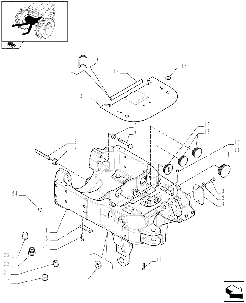 Схема запчастей Case IH PUMA 155 - (1.21.1/04) - INTEGRATED FRONT HPL - AXLE SUPPORT - D6519 (VAR.333648-336831) (04) - FRONT AXLE & STEERING