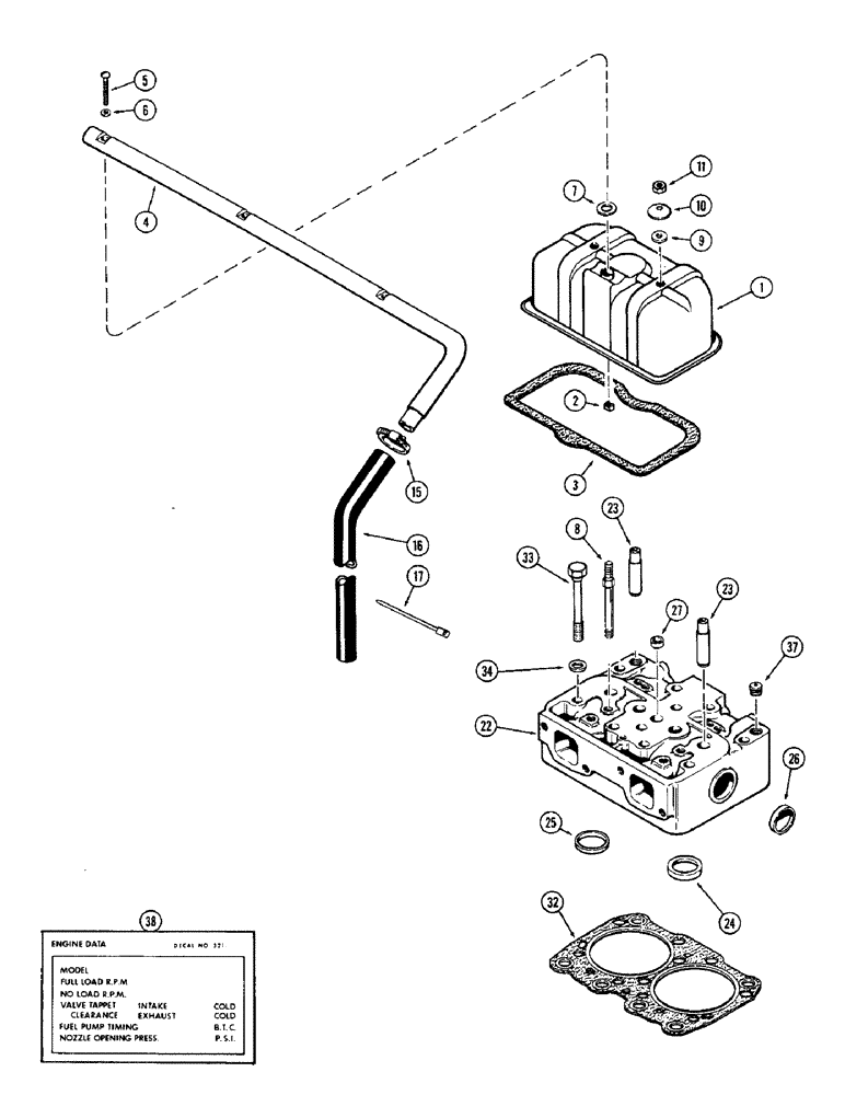 Схема запчастей Case IH 1370 - (030) - CYLINDER HEAD AND COVER, (504BDT) DIESEL ENGINE (02) - ENGINE