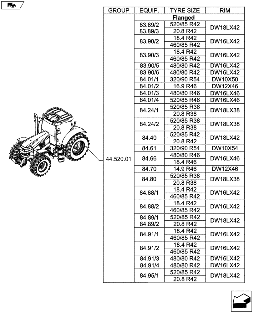 Схема запчастей Case IH PUMA 185 - (44.000.00[03]) - PICTORIAL INDEX - AXLE AND WHEELS (44) - WHEELS