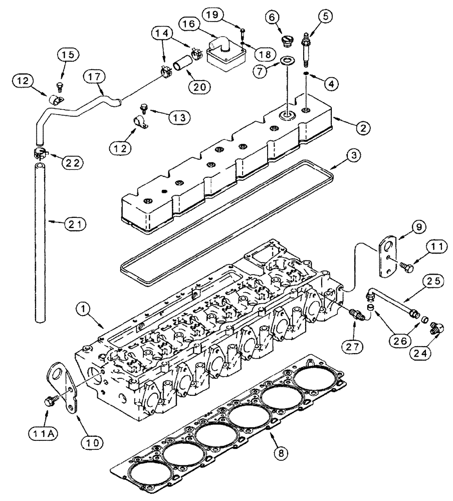 Схема запчастей Case IH SPX4260 - (03-013) - CYLINDER HEAD COVER (01) - ENGINE