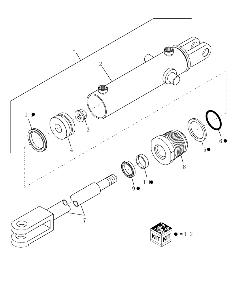 Схема запчастей Case IH DCX101 - (35.100.03[02]) - HYDRAULIC CYLINDER, TONGUE, SWING, MONARCH, FROM PIN HCA0006156 (STEEL ROLLS) OR HCA0006052 (RUBBER (35) - HYDRAULIC SYSTEMS