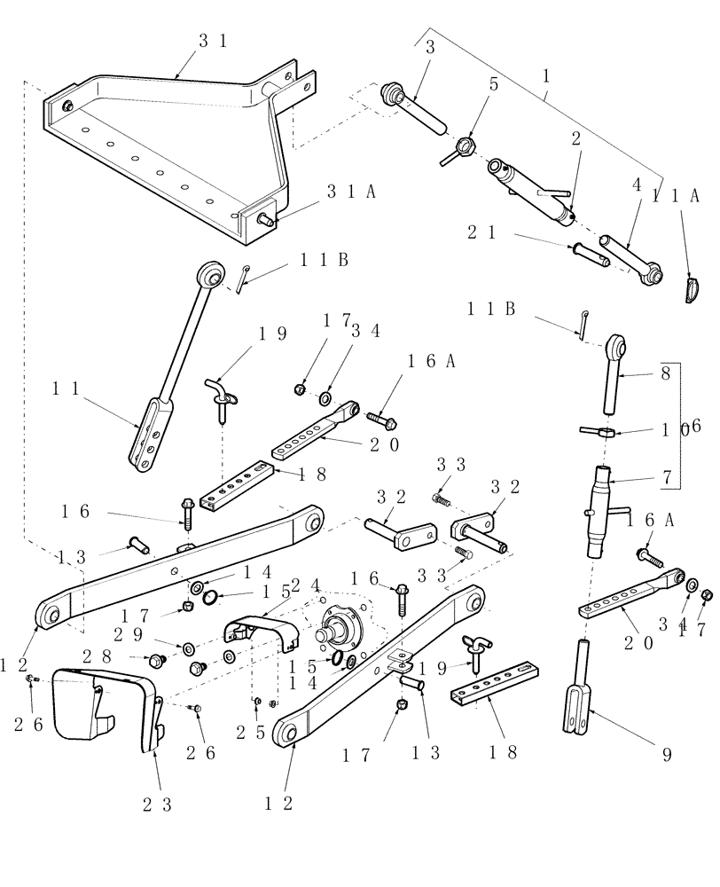 Схема запчастей Case IH D45 - (09.01) - ECONOMY 3PT HITCH ASSY. & PTO SHIELD (09) - IMPLEMENT LIFT