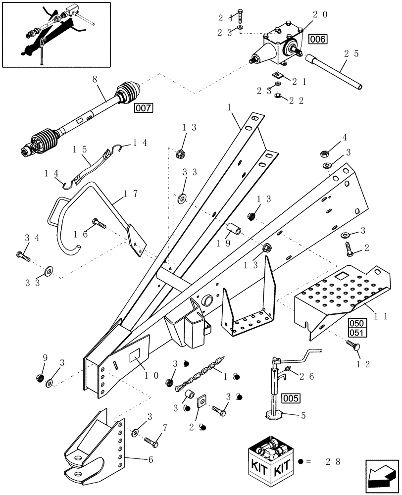 Схема запчастей Case IH RBX461 - (001) - HITCH & DRIVELINE (37) - HITCHES, DRAWBARS & IMPLEMENT COUPLINGS