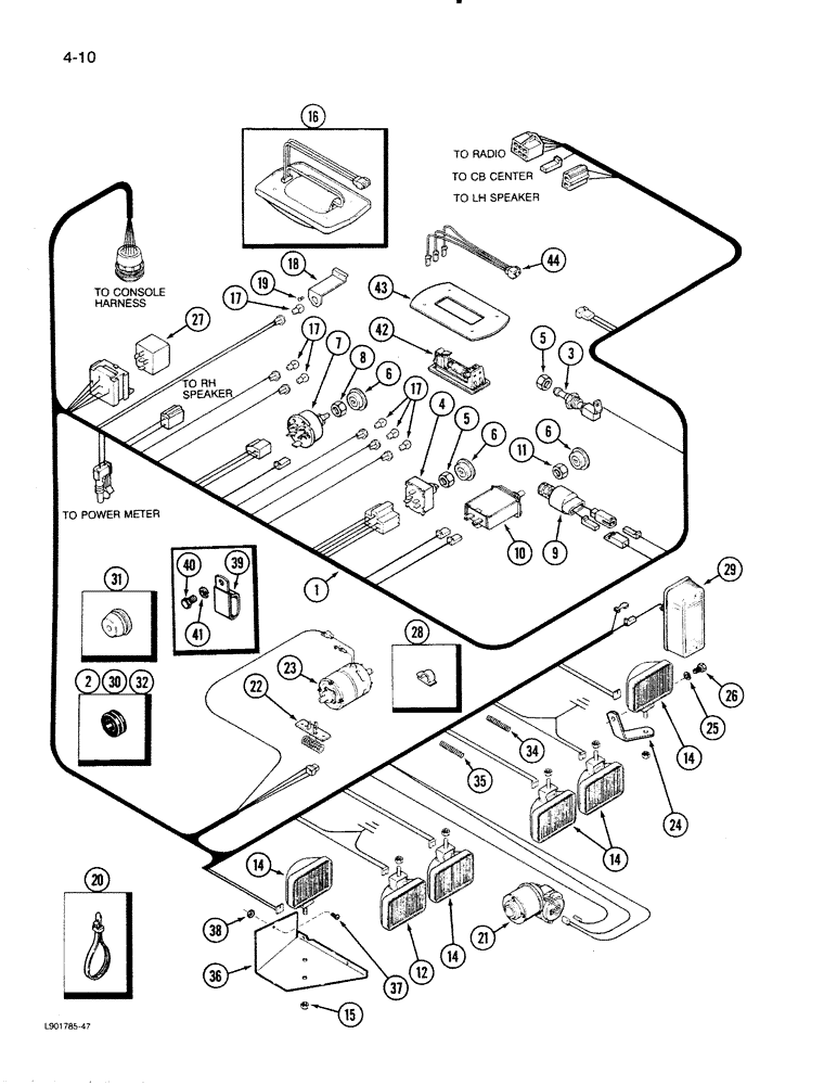 Схема запчастей Case IH 1620 - (4-10) - CAB ROOF HARNESS (06) - ELECTRICAL