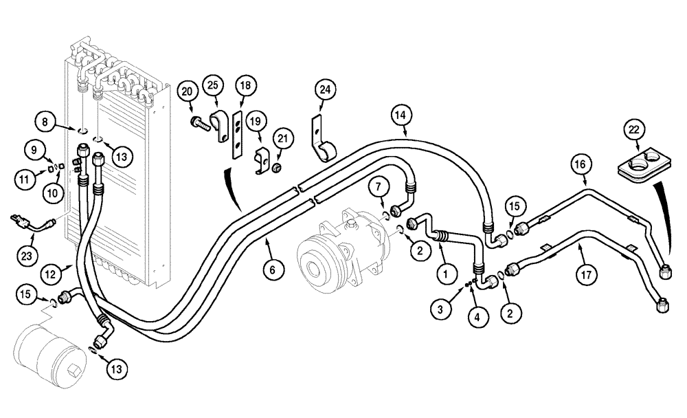 Схема запчастей Case IH CX100 - (02-10) - AIR CONDITIONING PIPES (02) - ENGINE