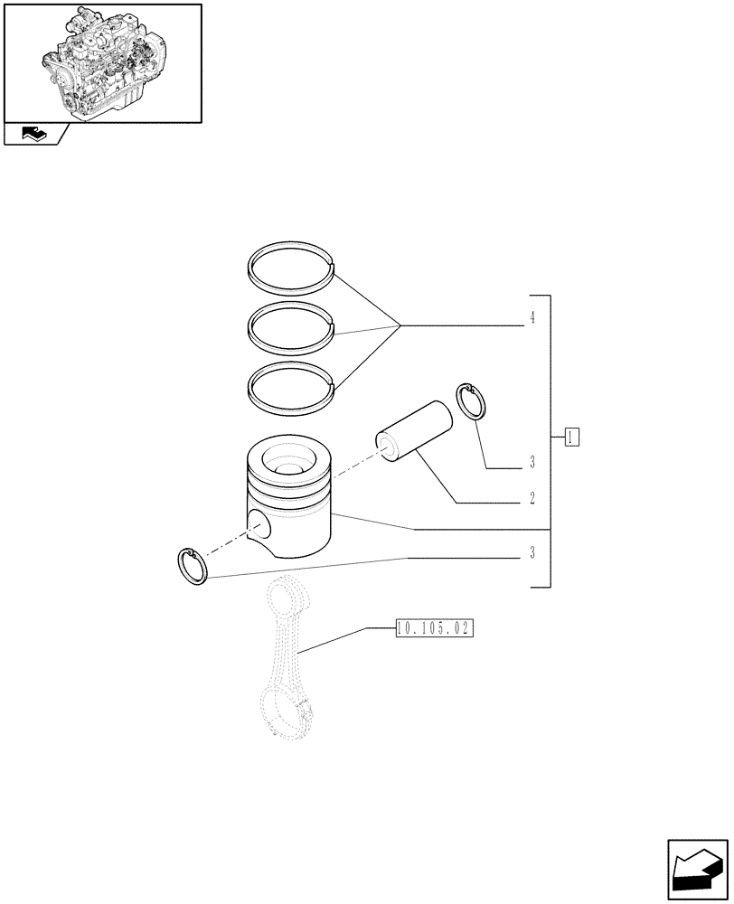 Схема запчастей Case IH F4GE9684R J603 - (10.105.01) - PISTON - ENGINE (2856316) 