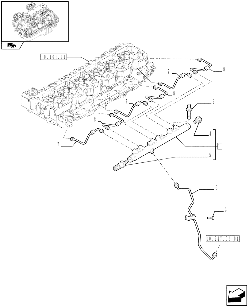 Схема запчастей Case IH F4HE9684D J103 - (10.218.03) - INJECTION EQUIPMENT - PIPING (2857045) 